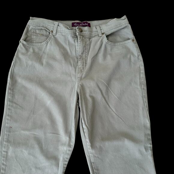 Gloria Vanderbilt Women’s High Rise 5 Pocket Design Beige Denim Size 14 Short - Picture 3 of 7